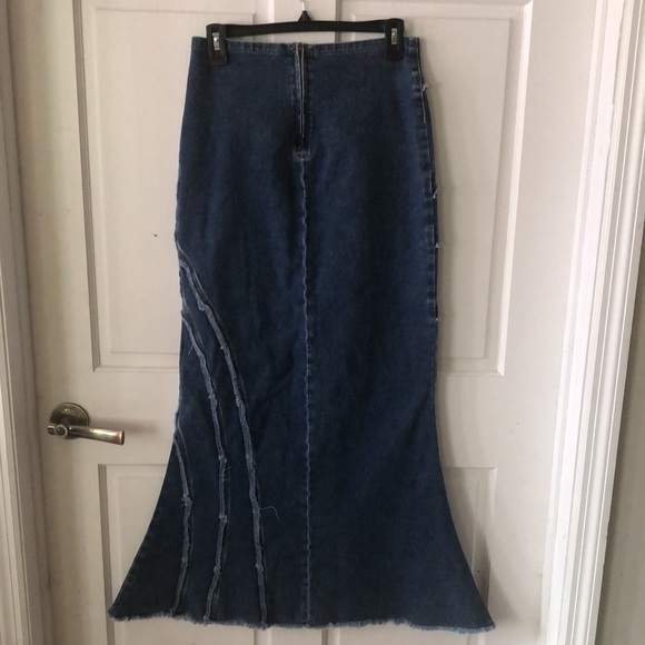Jade maxi skirt denim fish tail mermaid swirl pattern - Picture 4 of 5